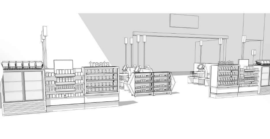 Front-end zone design rendering — Treats and Snacks fixtures